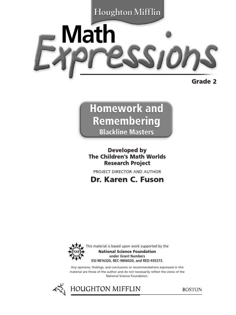 math expressions homework and remembering pdf