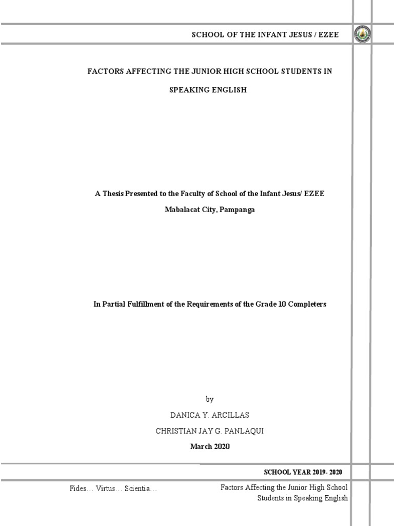 Factors Influencing Junior High English Skills | PDF | Sampling ...