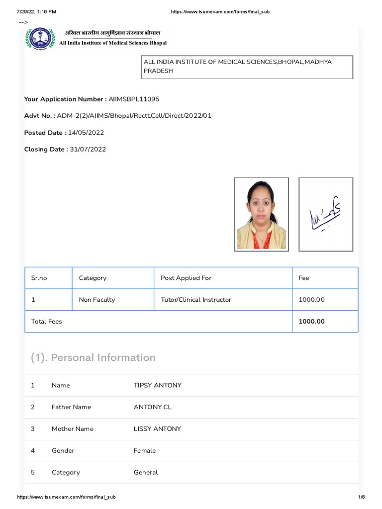 Aiims Bhopal Final | PDF | Bachelor Of Science | Qualifications