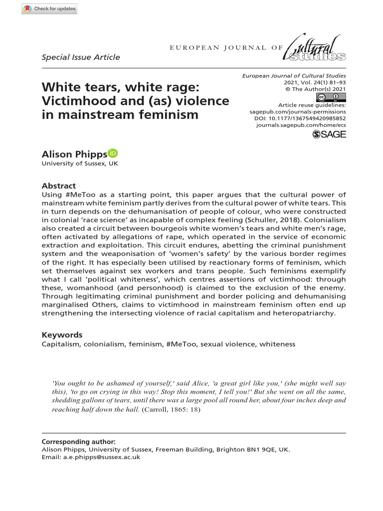 White Tears White Rage Victimhood As Violence | PDF | Feminism | Gender ...