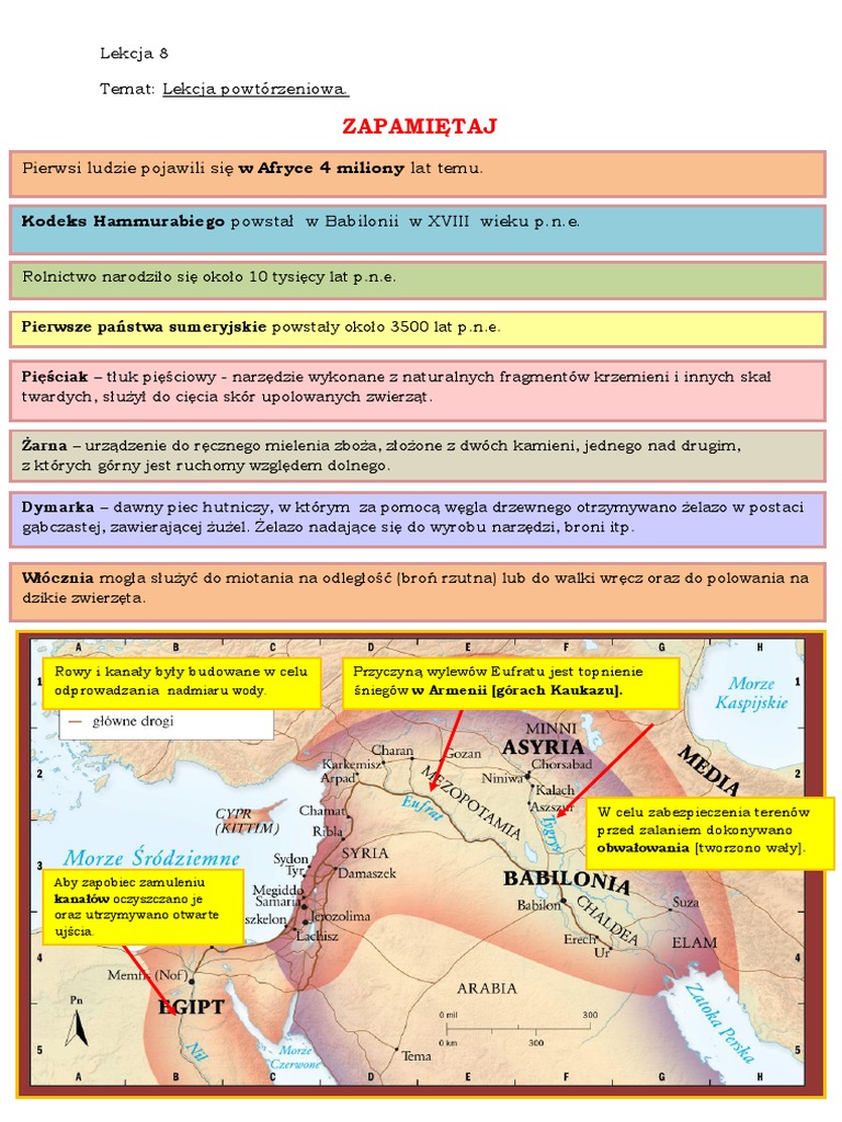 Lekcja 8 Powtorzeniowa Do Rozdzialu Pierwsze Cywilizacje Klasa 5 | PDF