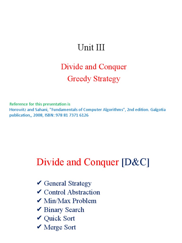 Unit II D&C and Greedy 2022I | PDF | Mathematical Optimization ...