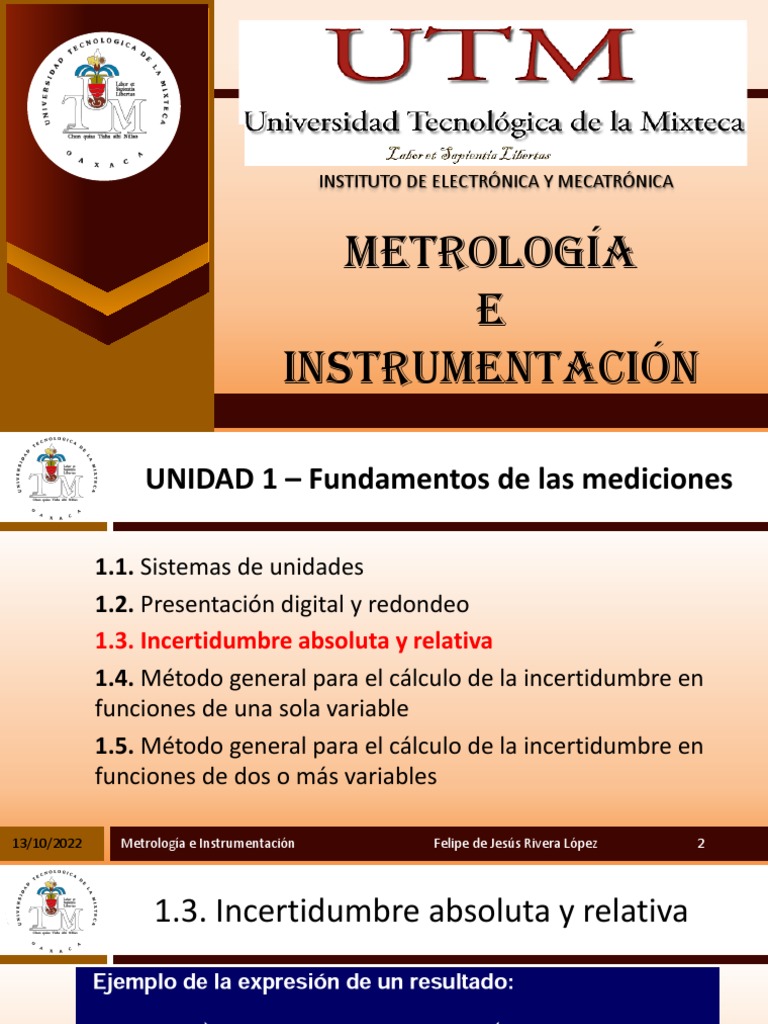 MeI - Ing Ind - 1 - 3 - INCERTIDUMBRE ABSOLUTA Y RELATIVA | PDF