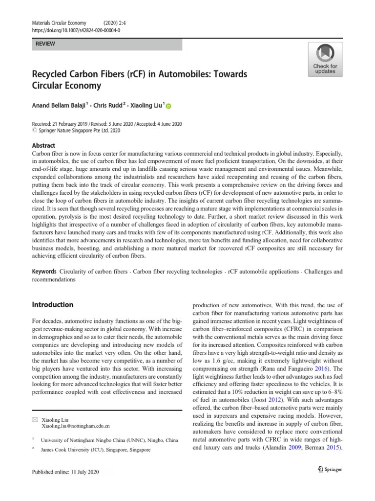 Recycled Carbon Fibres in Automobiles | PDF | Recycling | Composite ...
