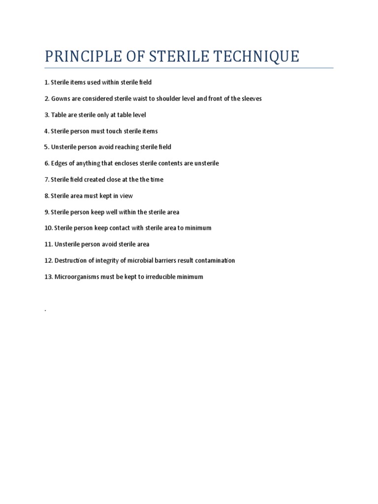 Principle of Sterile Technique PDF