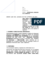 DEMANDA DE ALIMENTOS Procesal Civil 2022