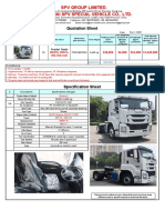 SPV Quotation For Tractor Truck (ISUZU, 460 PS, 4X2, Flat Roof)