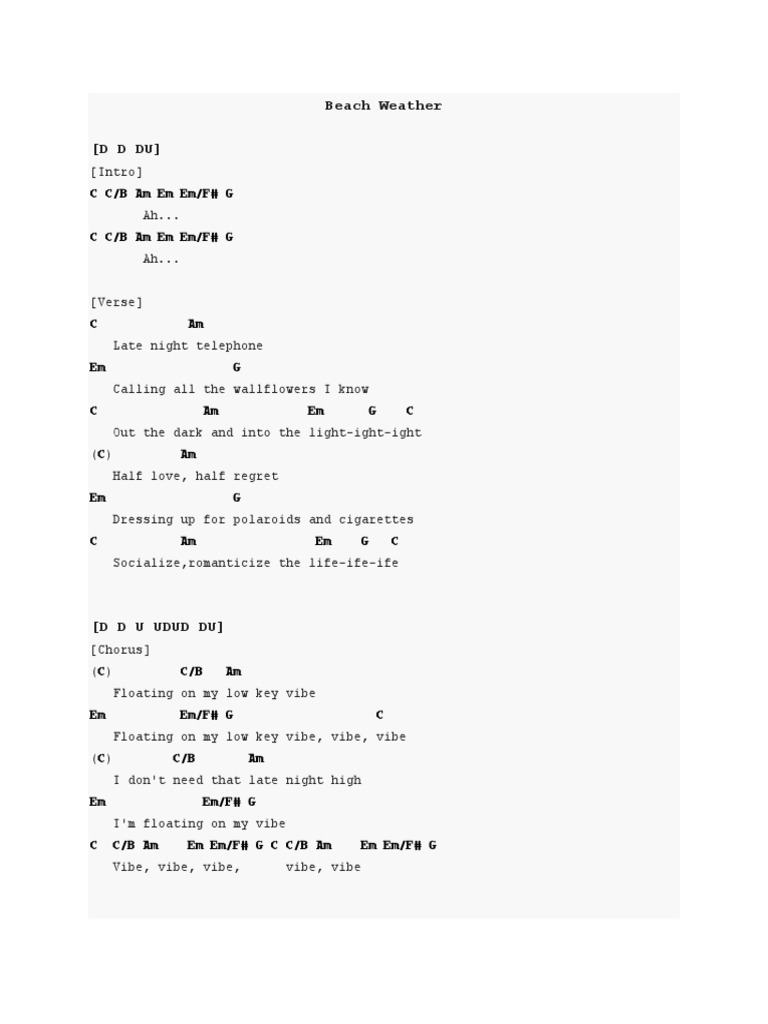 Beach Weather PDF Songs Musical Forms
