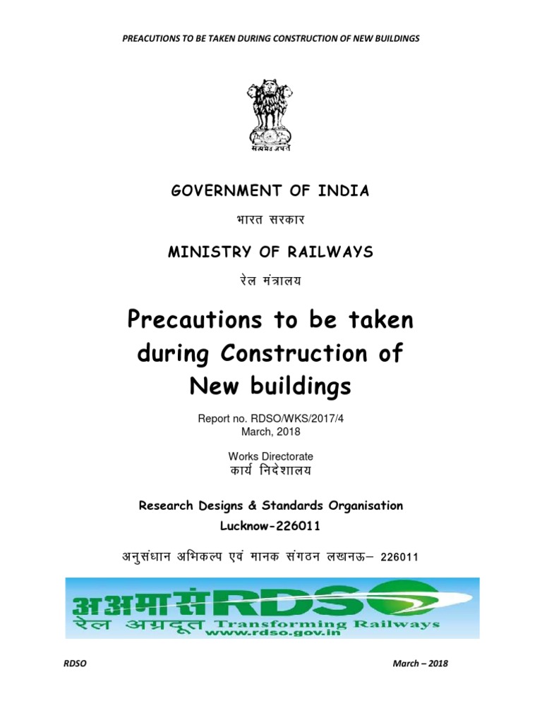 RDSO Guidelines for Building Construction | PDF | Concrete | Masonry