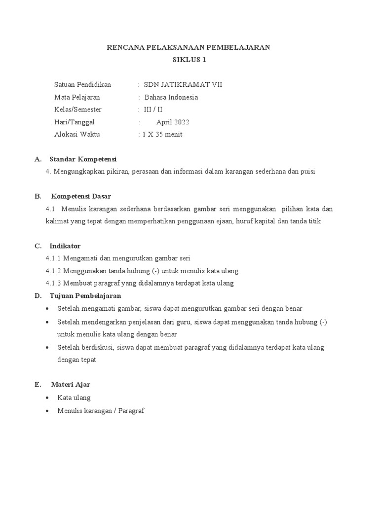 RPP PKP SIKLUS 1 Dan 2 BU LISA | PDF | Karier & Perkembangan