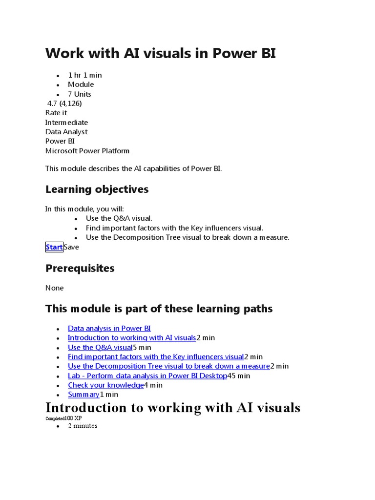 AI Visuals in Power BI: Key Insights | PDF | Data Analysis | Icon ...