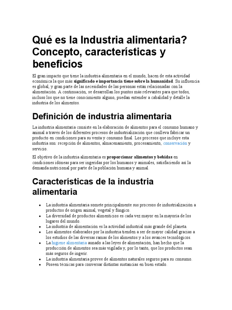 Qué Es La Industria Alimentaria PDF
