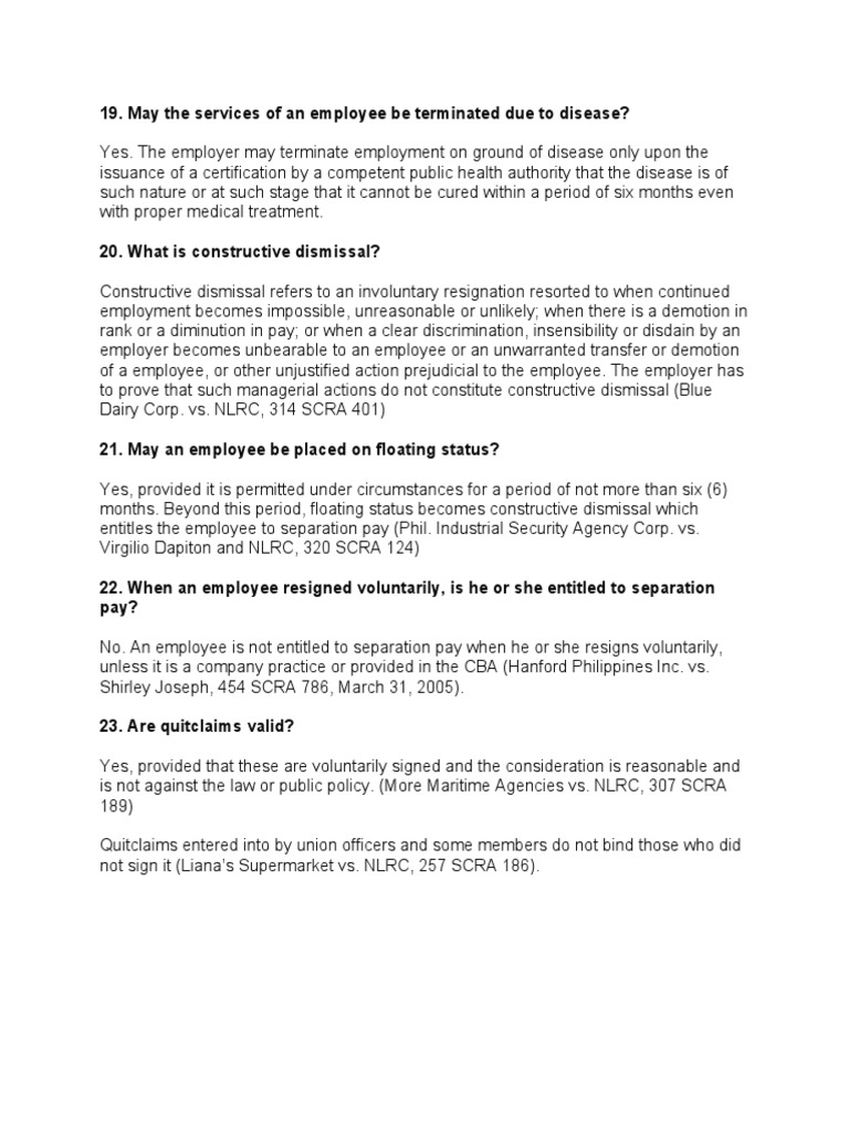 Employee Termination and Rights Guide | PDF | Finance & Money ...