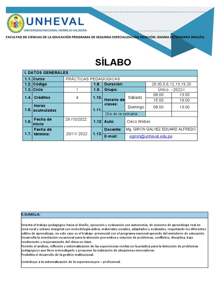 1 Sílabo | PDF | Evaluación | Método de enseñanza