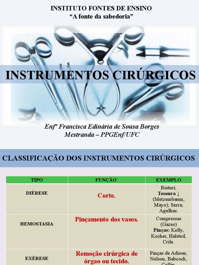 Classificação e descrição dos principais instrumentos cirúrgicos | PDF