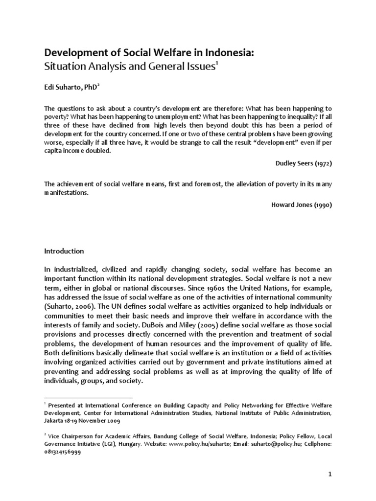 Social Welfare and Poverty in Indonesia | PDF | Quality Of Life | Welfare