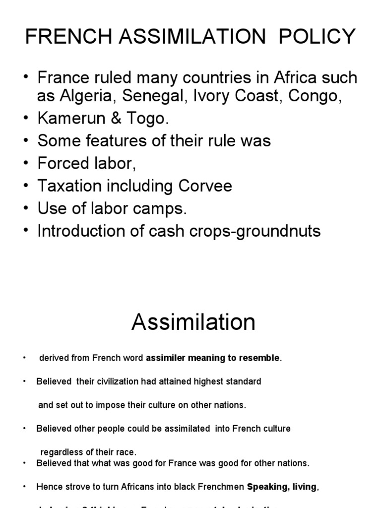 French Assimilation Policy PDF France Senegal