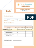 Examen Trimestral Tercer Grado BLOQUE1 2022 2023