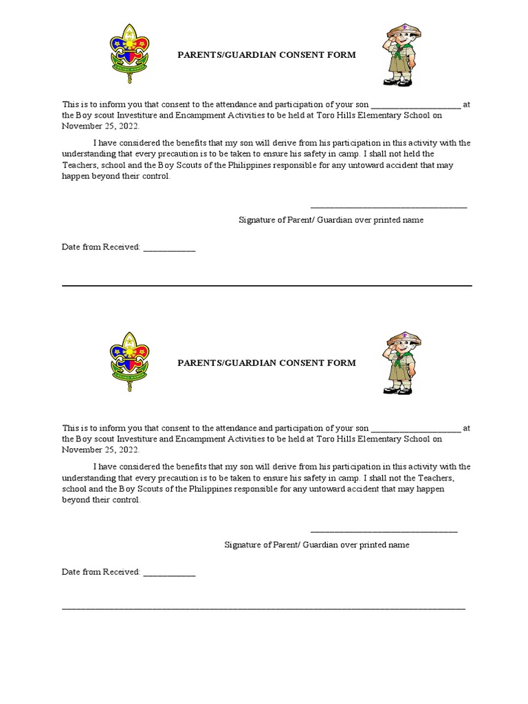 Parent Consent in Camping | PDF
