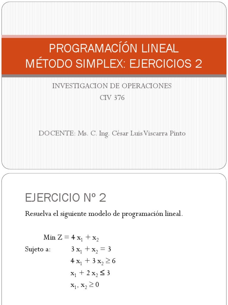 02.5.1 Método Simplex - Ejercicios Met M | PDF