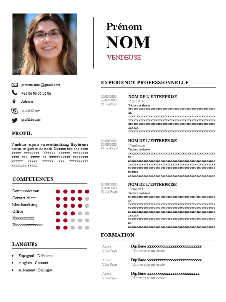 95 Exemple CV Vendeur PDF Business