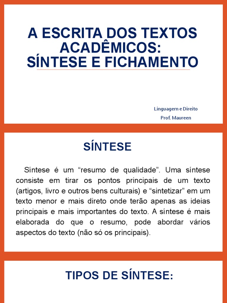 Tipos de Síntese e Fichamento Acadêmico | PDF | Abstract (resumo) | Citação