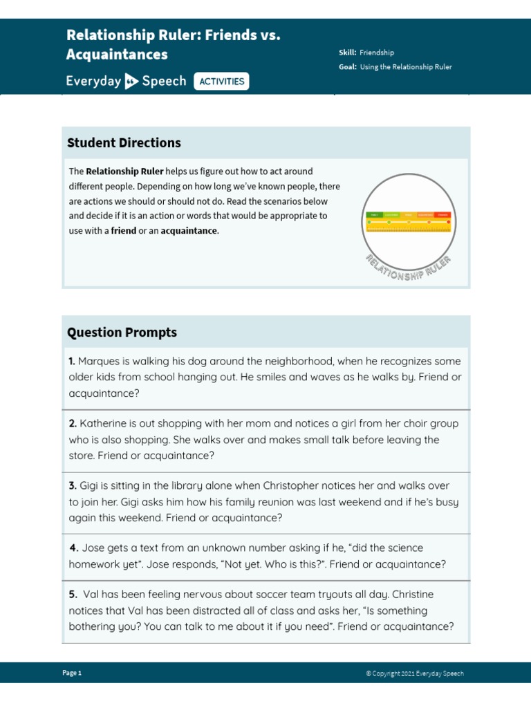 Relationship Ruler - Friends Vs Acquaintances | PDF