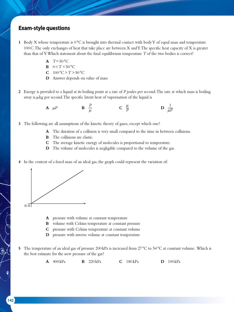 Exam Questions on Thermal Physics Concepts | PDF | Gases | Temperature