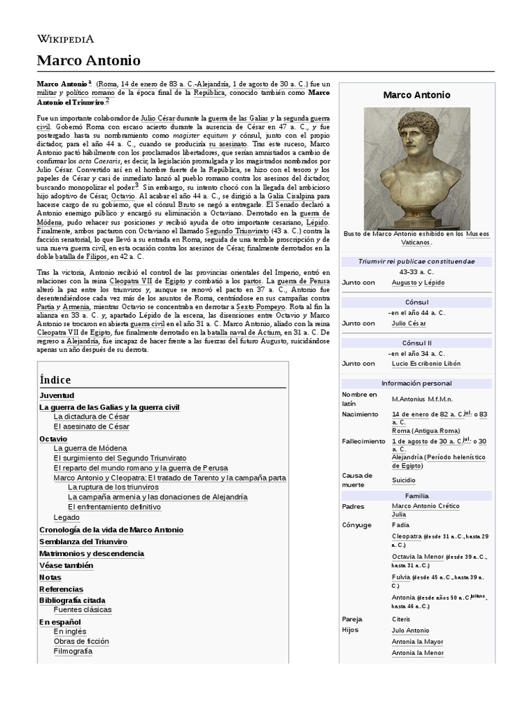 Marco Antonio PDF Mark Antony Augusto