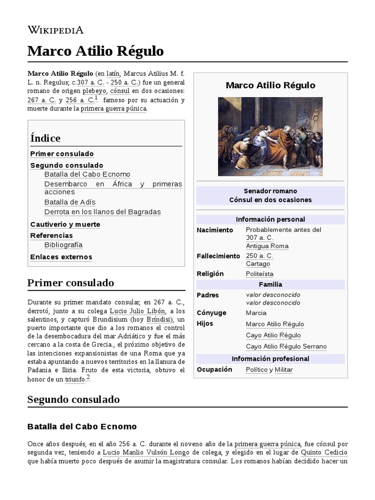 Marco Atilio Régulo PDF Republica Romana Militar