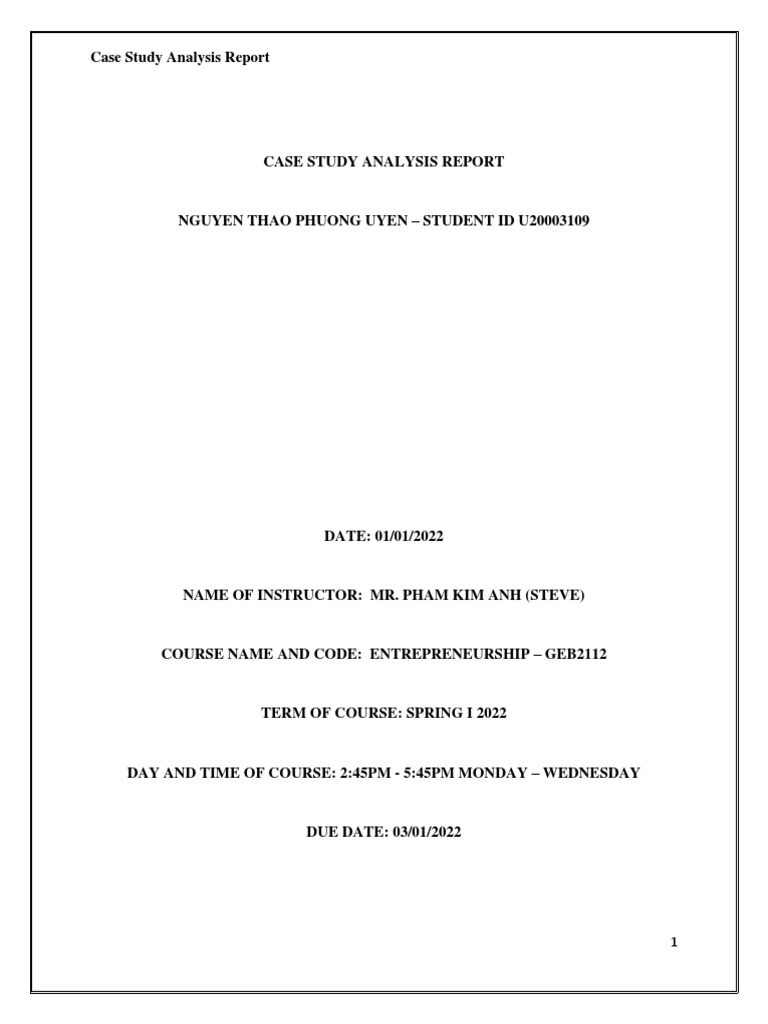 ASSIGNMENT 1 CASE STUDY ANALYSIS REPORT PDF Economies Business