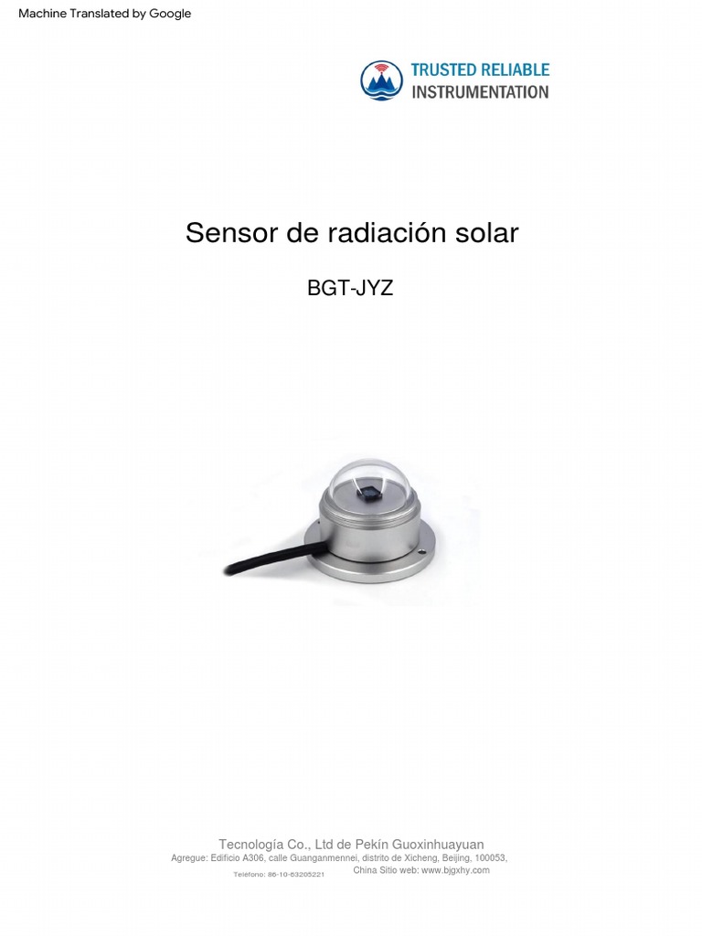 Manual For BGT-JYZ Solar Radiation Sensor | PDF | Poco | Sensor