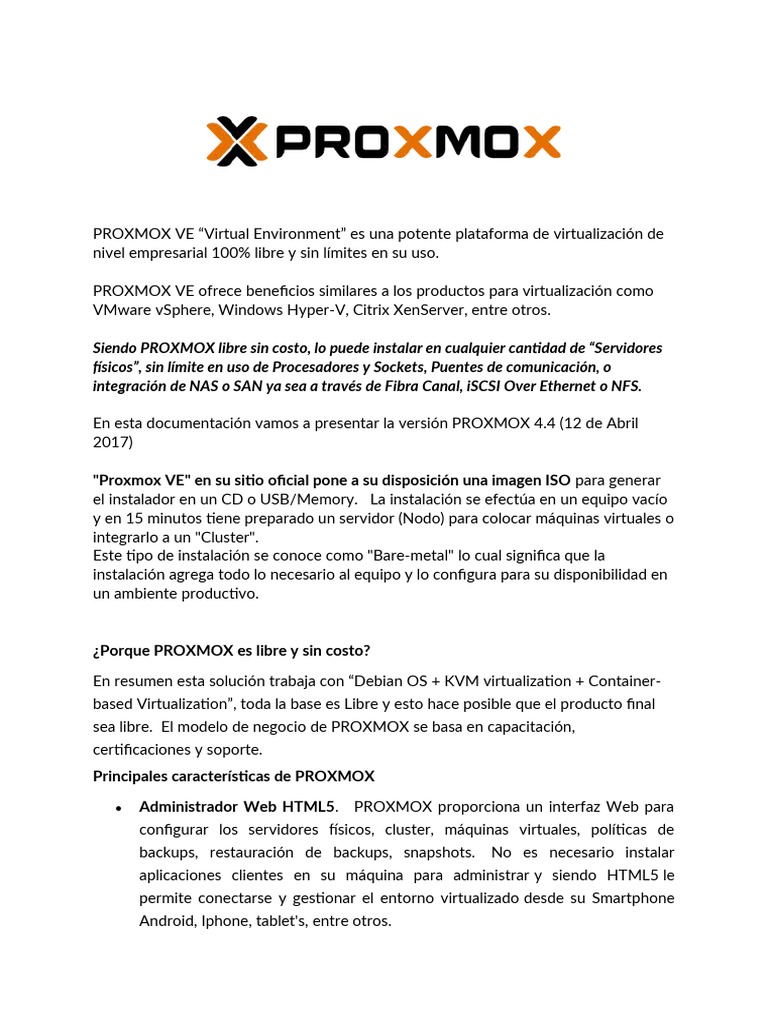 Proxmox Ve | PDF | Grupo de computadoras | Red de computadoras