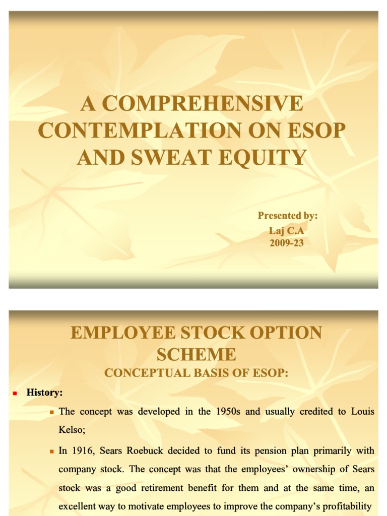 ESOP & Sweat Equity Features Download Free PDF Employee Stock