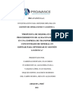 Propuesta de Mejora en El Procedimiento de Almacenamiento en Una Empresa de Transporte de Concentrado de Mineral en Espinar para Optimizar Su Gestión Logística