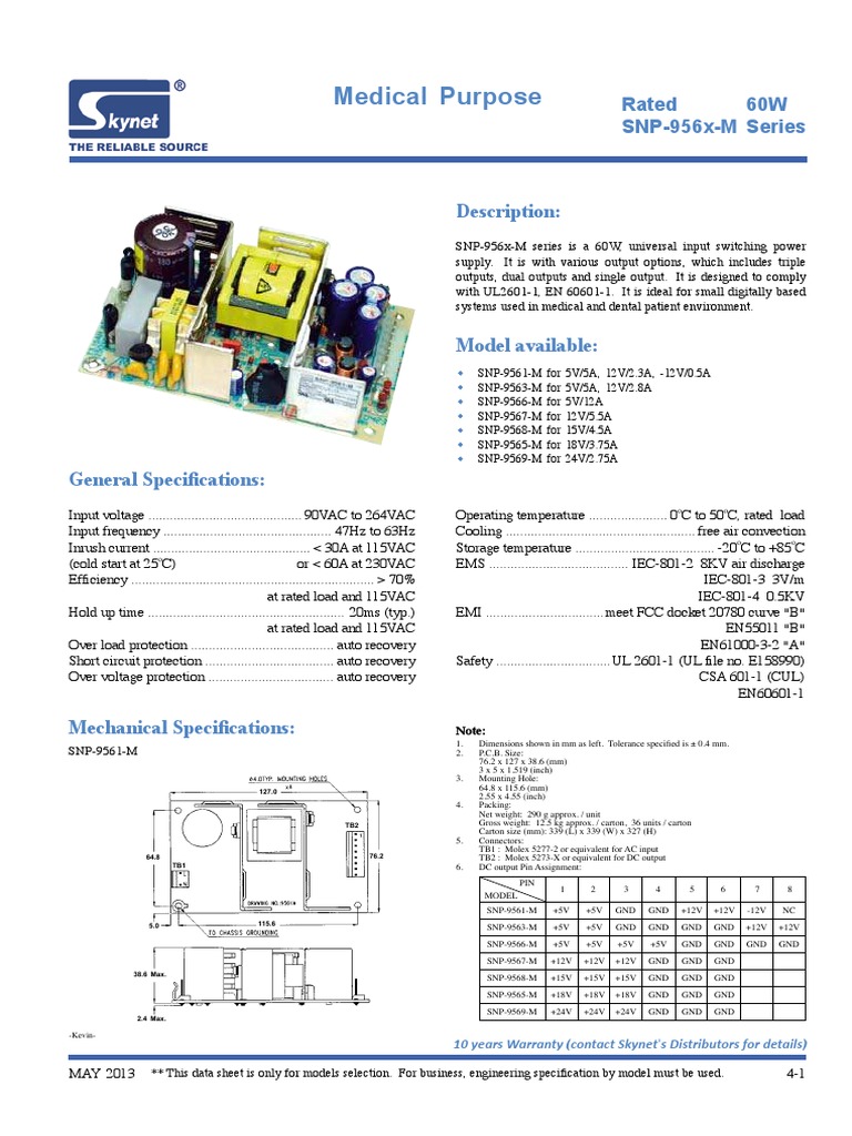 SNP-9568-M Power Supply Specifications | PDF | Electronic Engineering ...