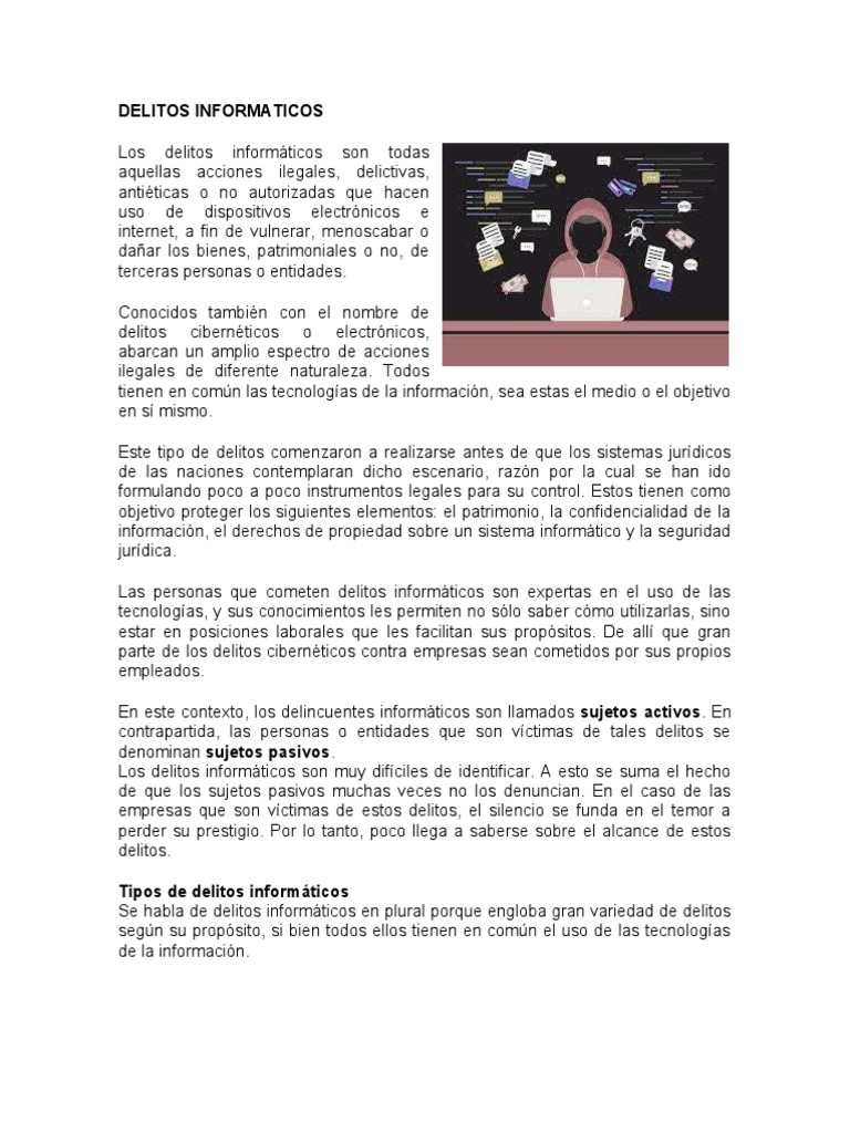Delitos Informaticos | PDF | Cibercrimen | Informática