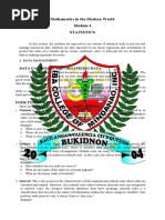 Mathematics in The Modern World Statistics: Data Gathering and Organizing Data