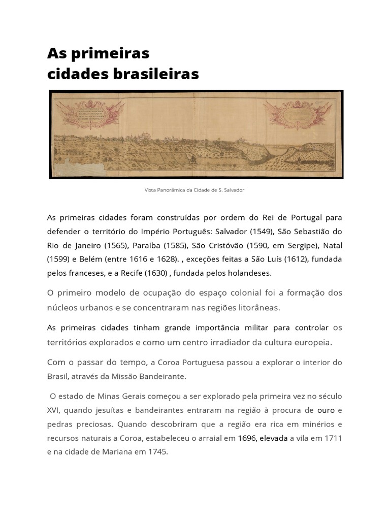Primeiras Cidades do Brasil Colonial | PDF | Rio de Janeiro | Brasil