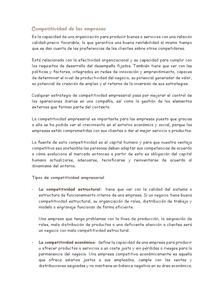 Claves de la Competitividad Empresarial | PDF | Business | Calidad ...