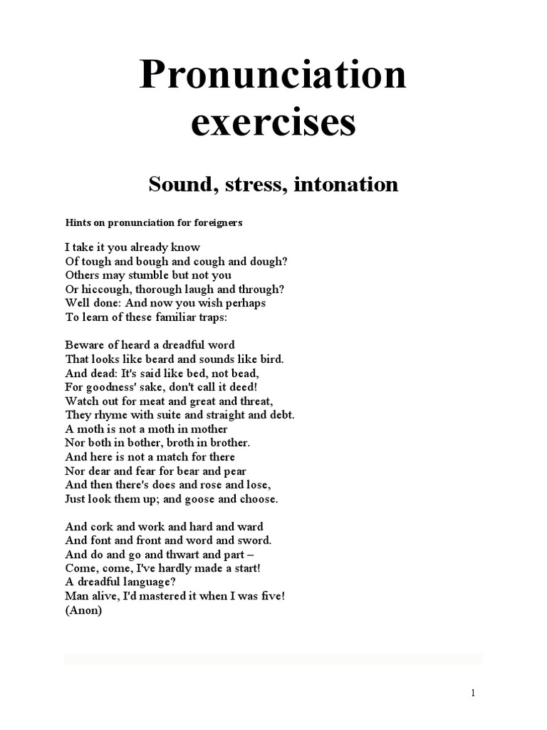 Pronunciation exercises pdf phonetics