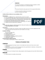 Features of Academic Text - Notes