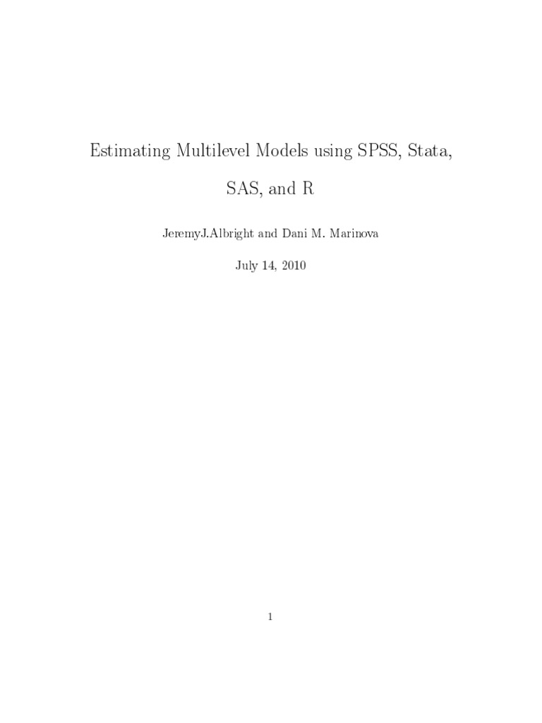 Multilevel Modeling in SPSS and Stata | PDF | Multilevel Model ...