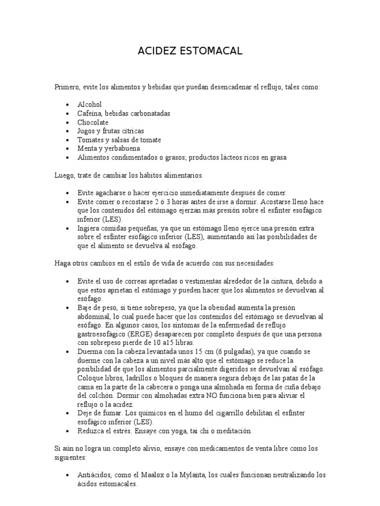 Acidez Estomacal | PDF | Acidez | La enfermedad por reflujo gastroesofágico
