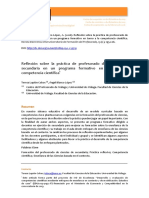 Reflexión Sobre La Práctica de Profesorado de Ciencias de Secundaria en Un Programa Formativo en Torno A La Competencia Científica