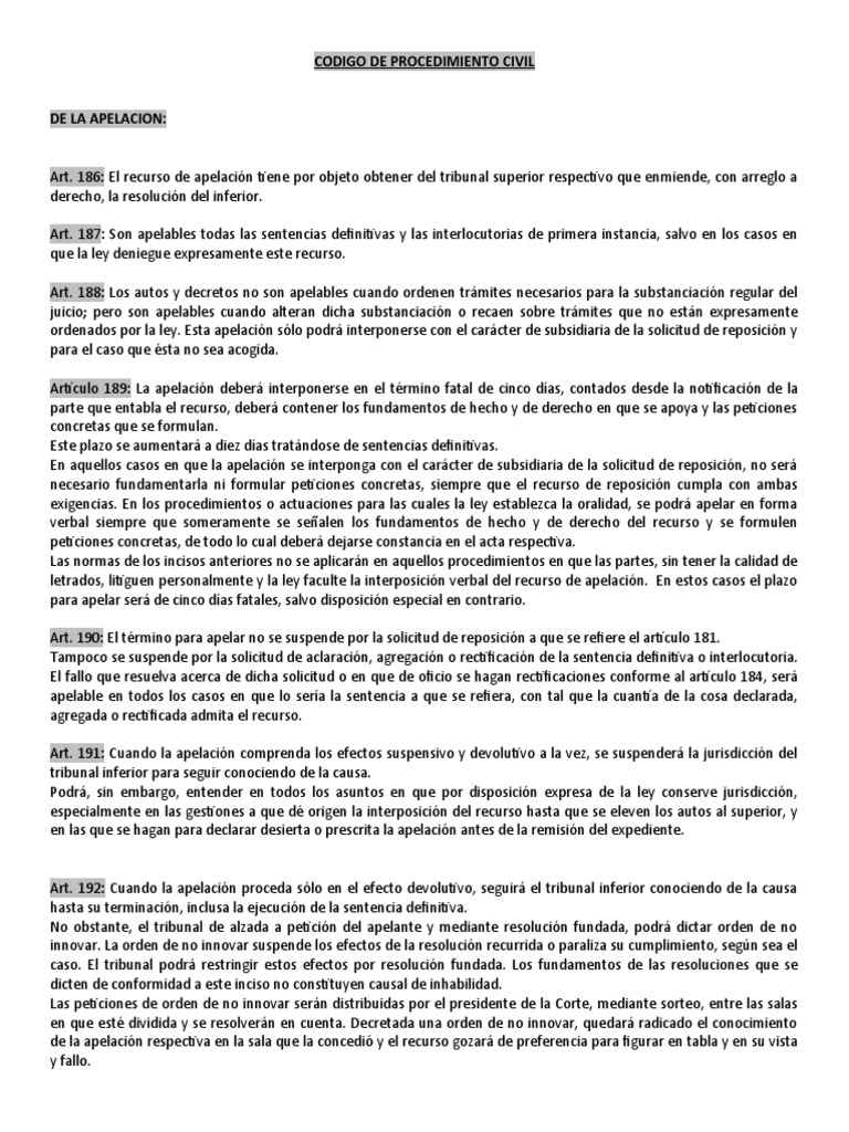 Procedimiento de Apelación Civil | PDF | Sentencia (ley) | Apelación