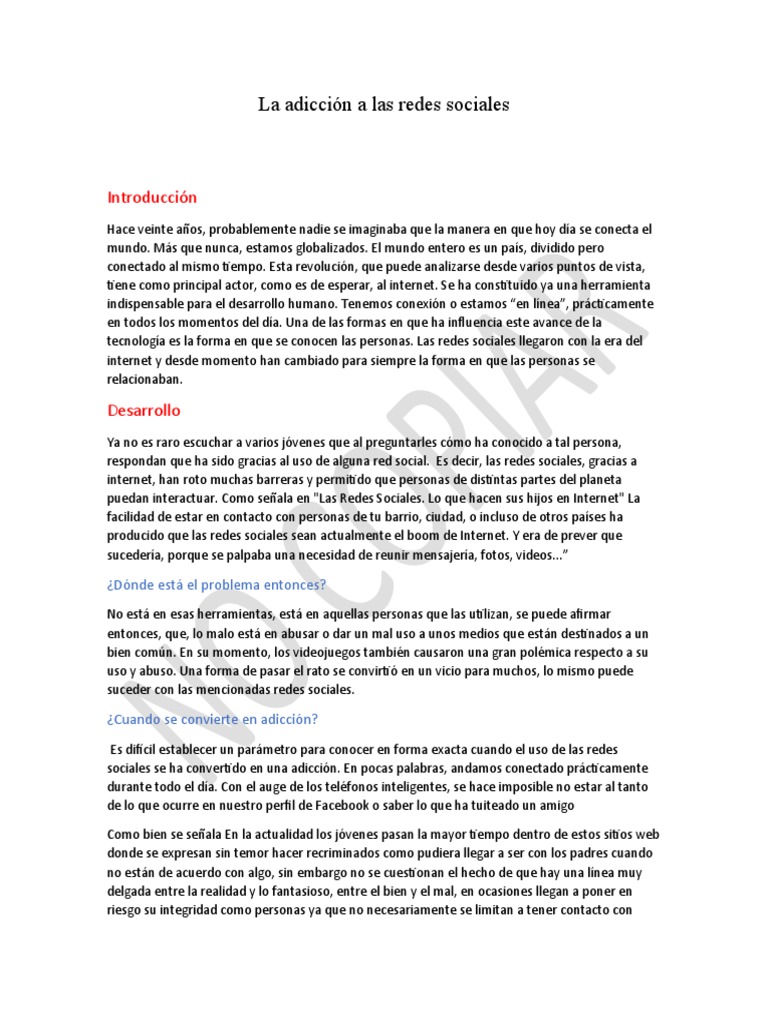 Adicción a las Redes Sociales: Riesgos y Uso | PDF | Internet ...