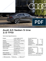 Audi A3 Sedan S Line 2.0 TFSI: Technical Specifications