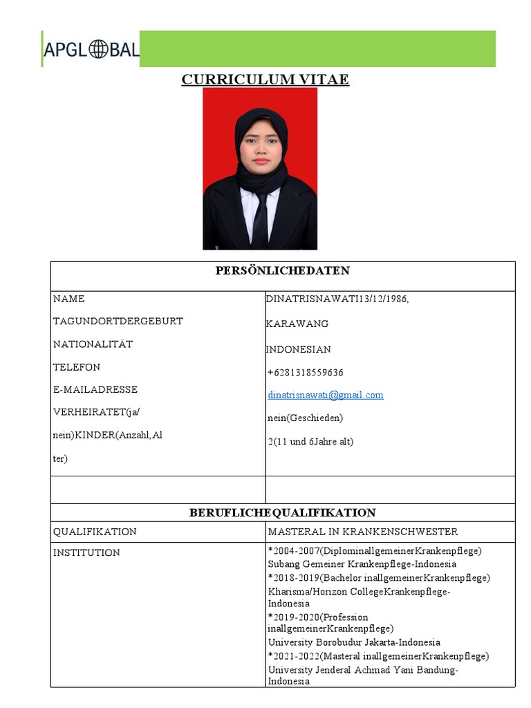 Contoh CV Global German Ka Ami | PDF
