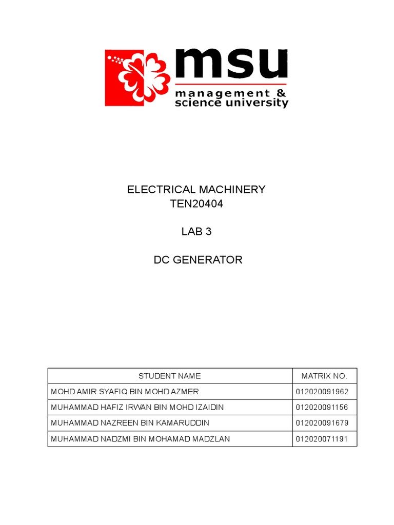 Electrical Machinary Lab 3 Pdf Electric Motor Electric Generator
